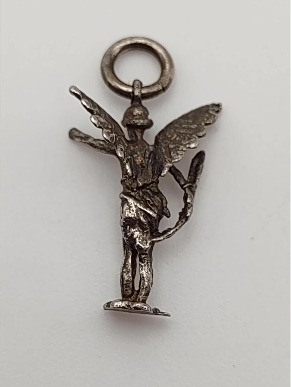 Vintage Sterling Silver Winged Angel Figural Charm Pendant - Picture 2 of 4